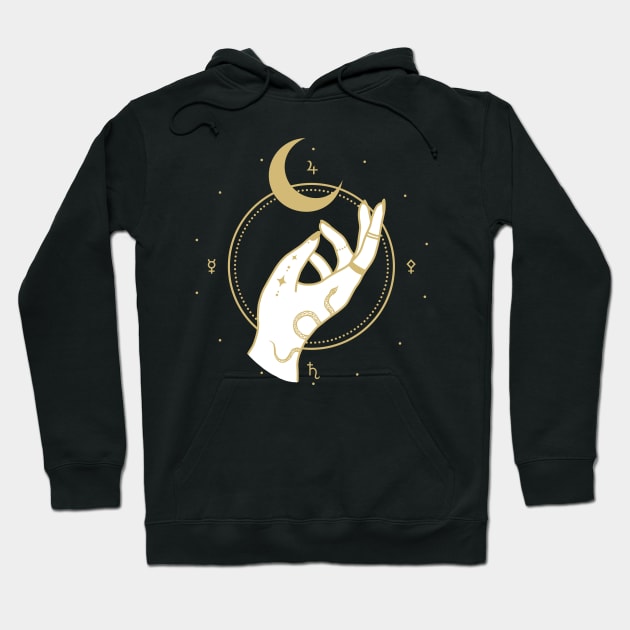 Occult Hand in Gold Hoodie by Angelandspot